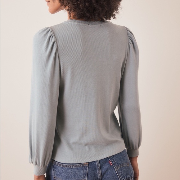 Marine Layer Lexi Rib Puff Sleeve Top in “Slate” Size XS - Picture 2 of 12